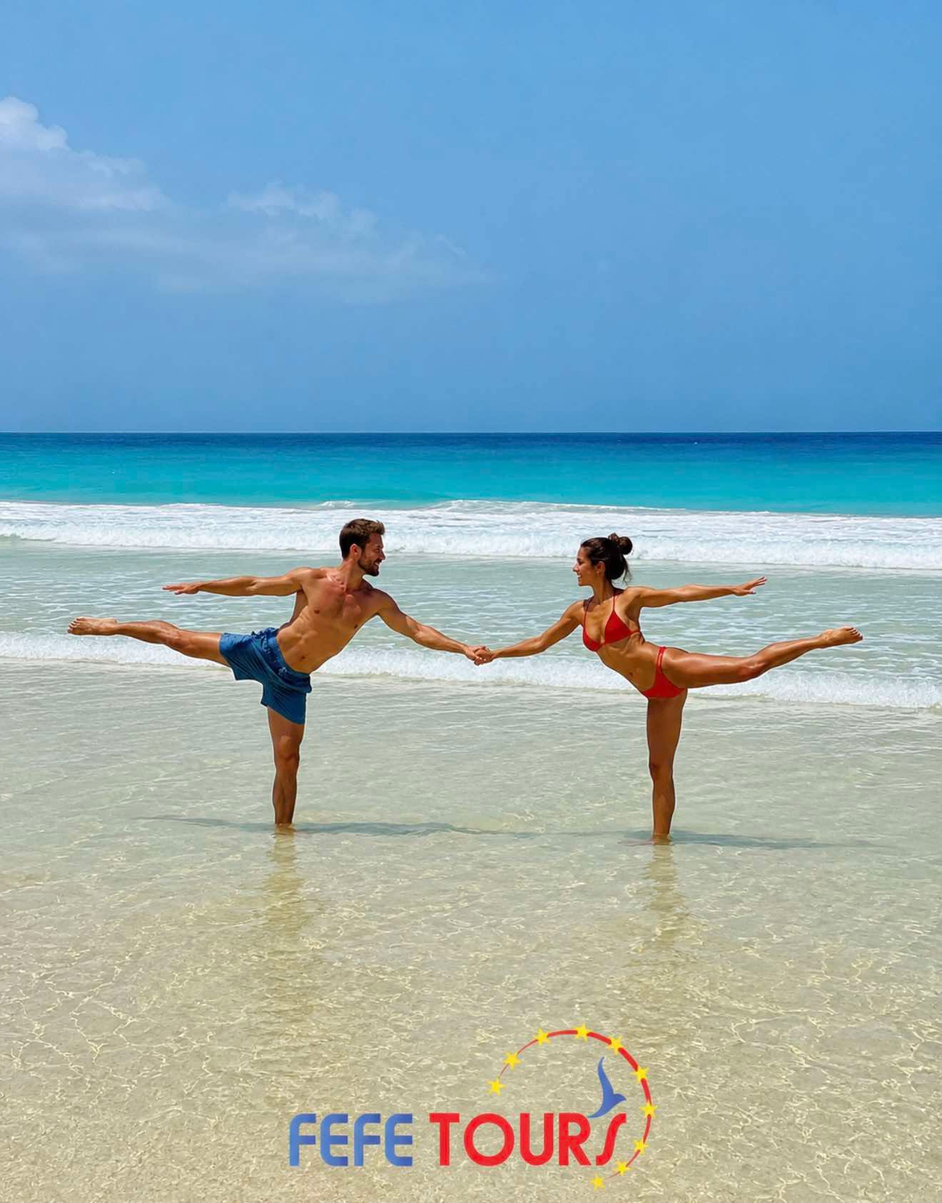Couple enjoying the turquoise water of Boa Vista